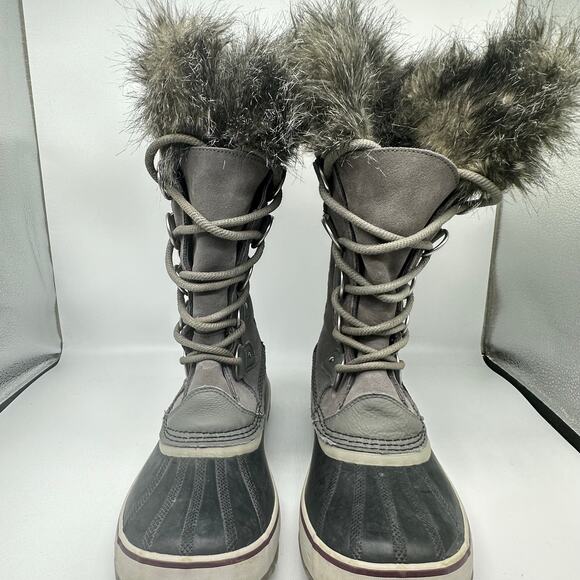 Sorel Joan of Arctic Fur Charcoal Gray Tall Winter Boot Womens Size 11 Gorpcore - Picture 8 of 15